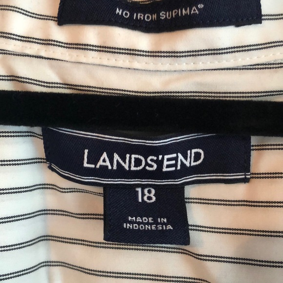 Lands End - Black and White Stripe Blouse - 18 - Picture 2 of 5